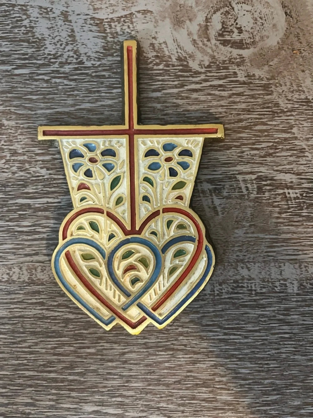 Vintage MCM Terra Sancta Guild Heart Wall Cross